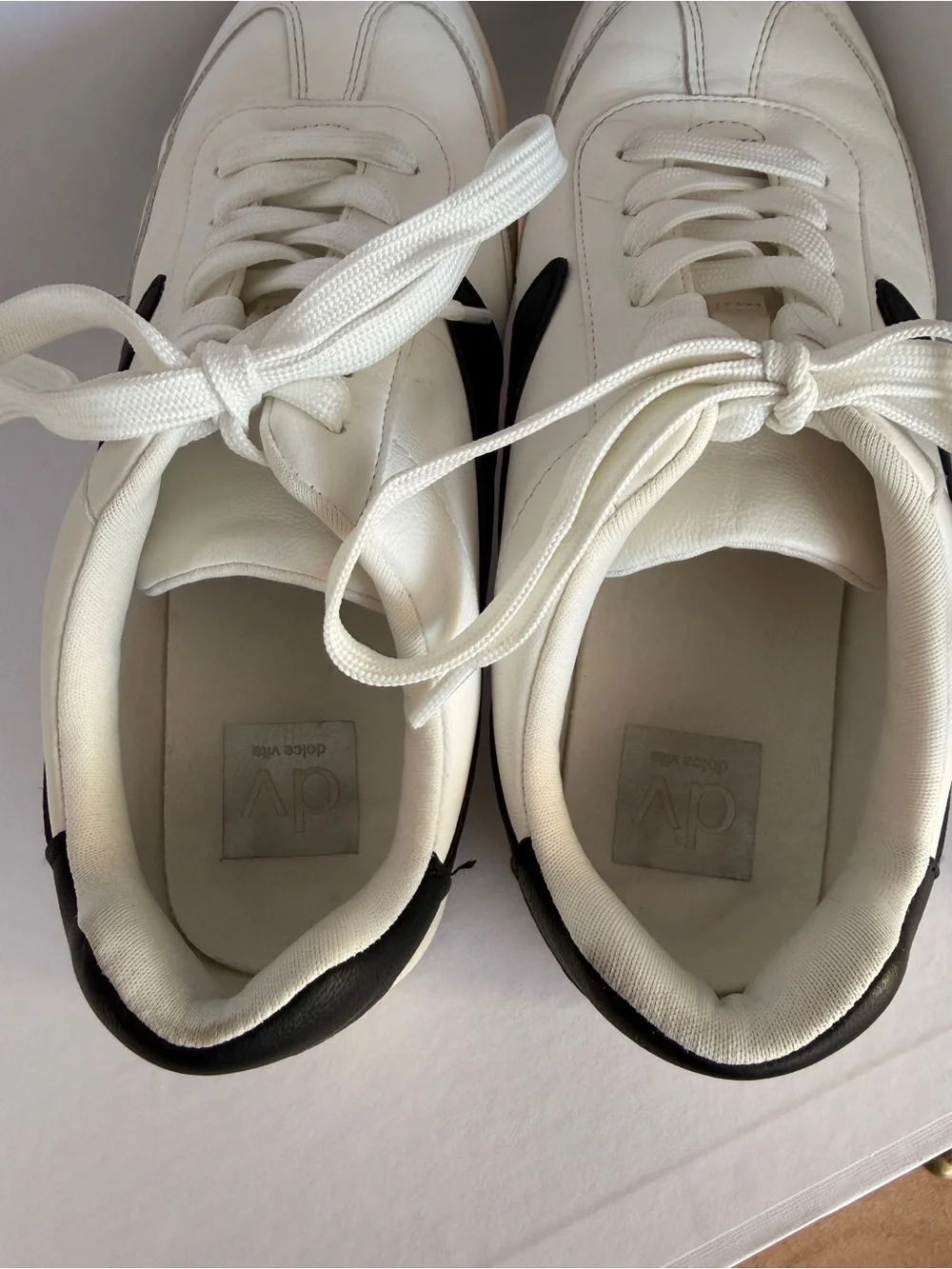 Dolce Vita White Sneakers with Black Wave Accent